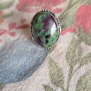 Elegant Green and Purple Stone Ring
